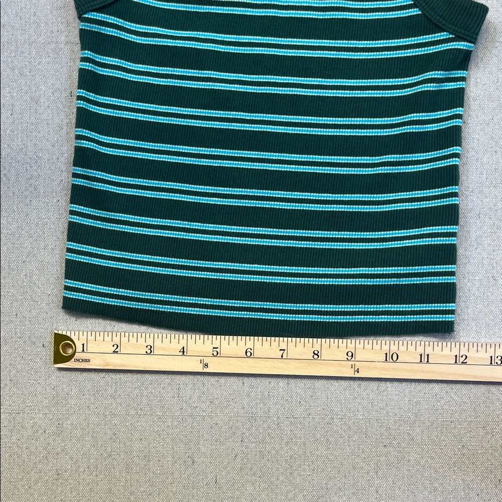 aerie Dark Green Tank with Teal and White Stripes - Picture 6 of 8